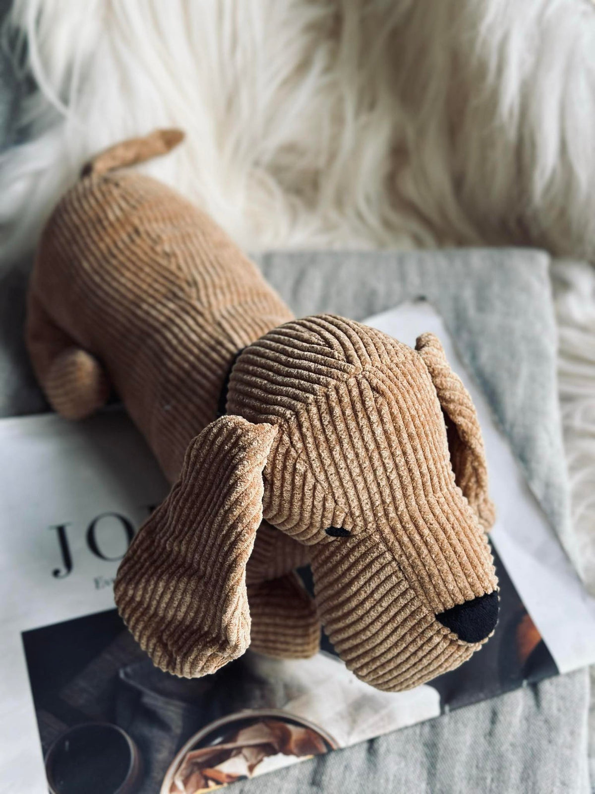 Dørstopper hund - Beige fløyel