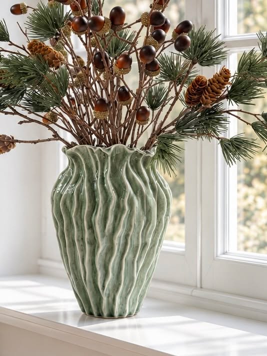 Vase steintøy - Mint