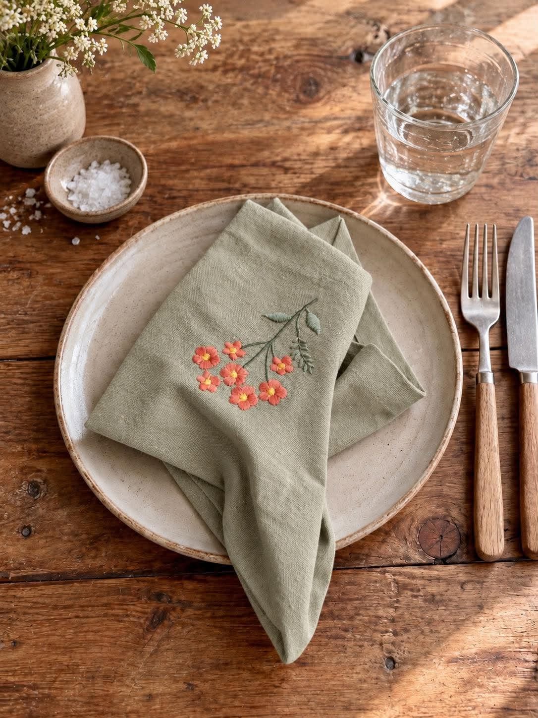 Munnserviett Flower - Pakke med 4 stk