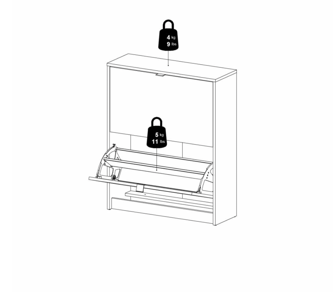 Skoskap med 2 rom + 2 lag - White