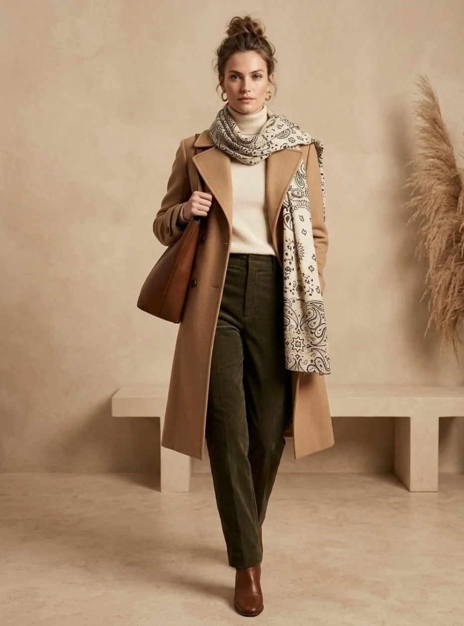 Skjerf Viscose/ull - beige