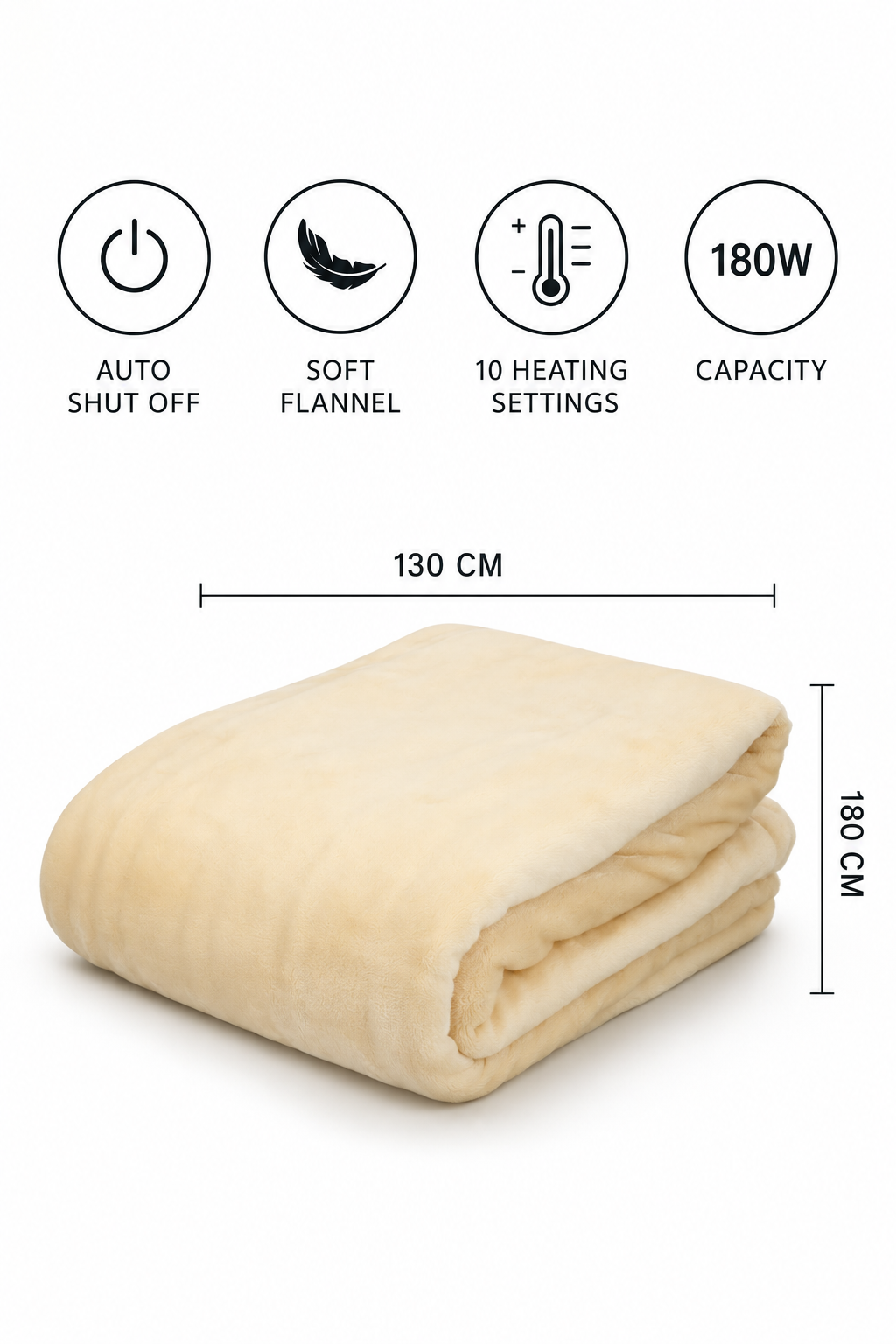 Elektrisk varmeteppe - 130x180 – beige