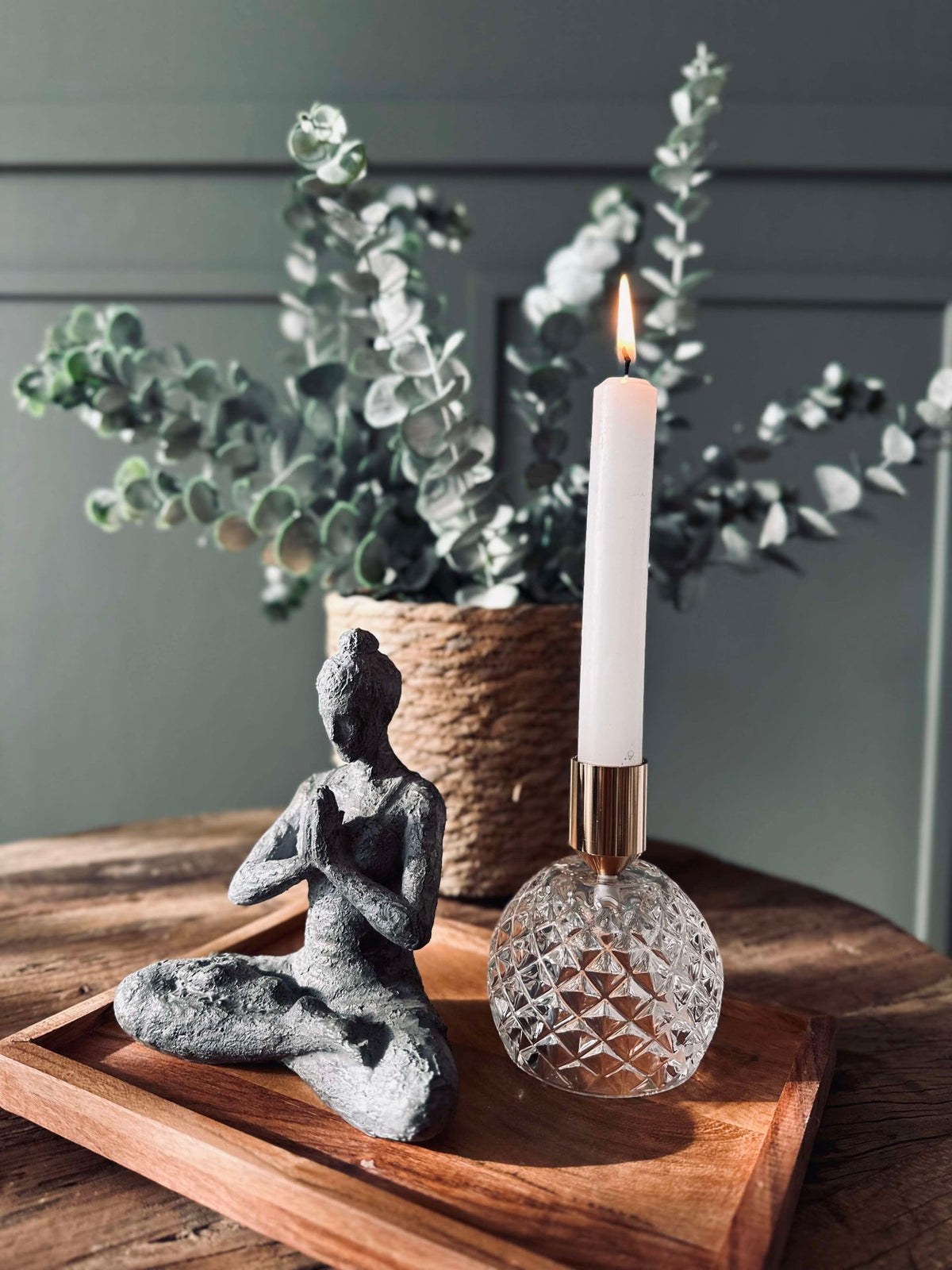 Lysestake - Rund i klart glass