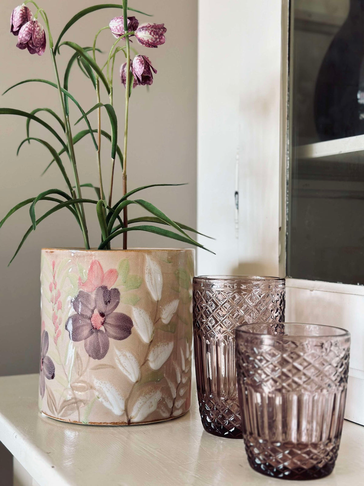 Urtepotte FLORA - Stor håndmalt
