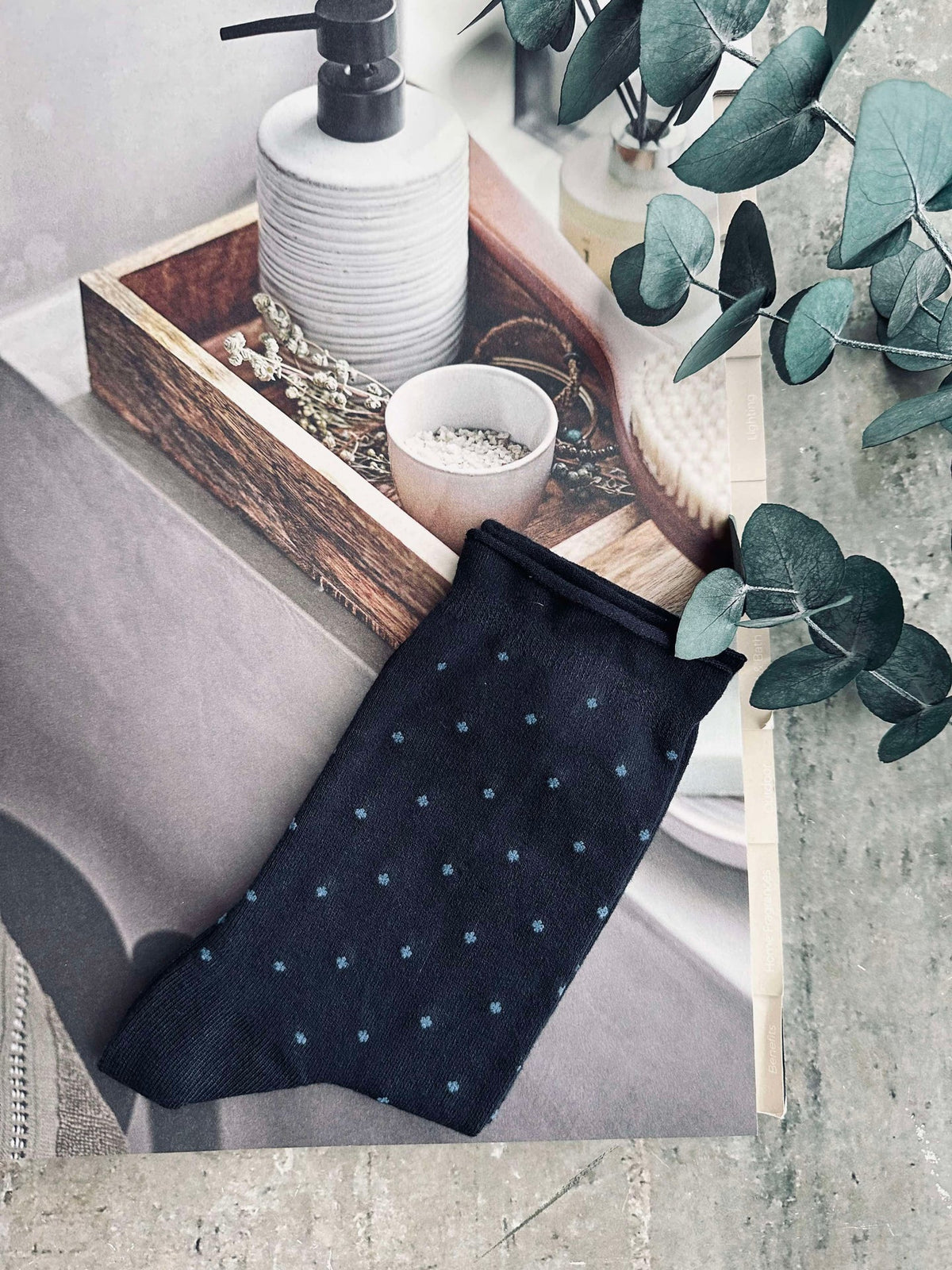 Strømper Bambus - Navy Dot