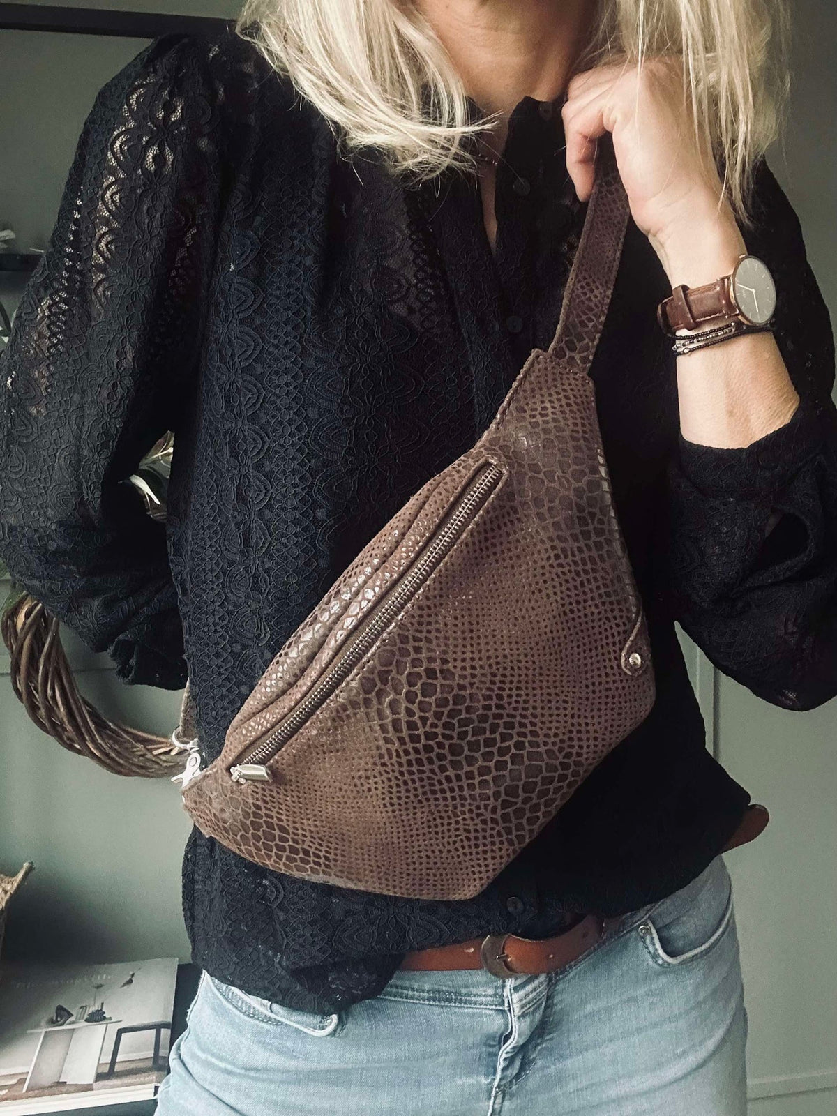 Bumbag Aura Brun Croco