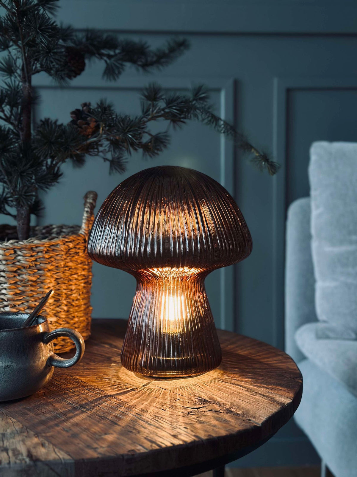 Mushroom med riller 25cm - Brun