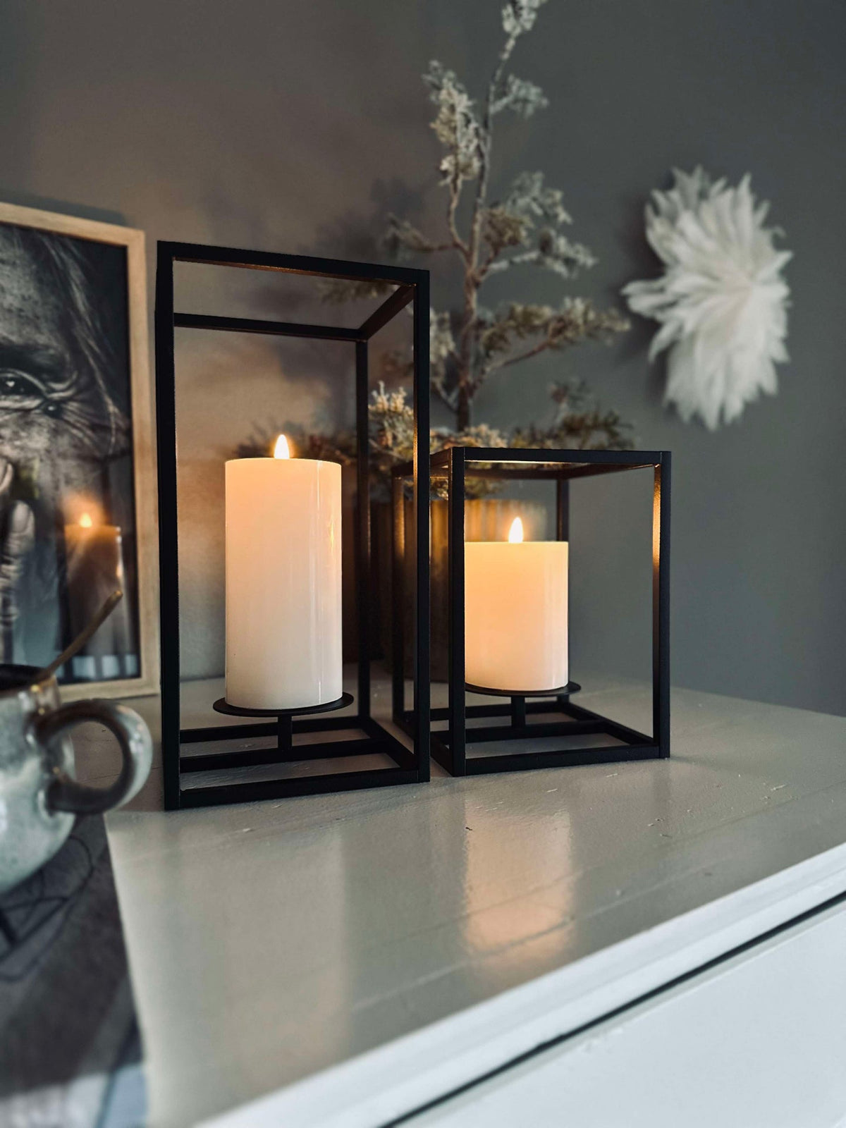 VIAMAJA Cube til kubelys - Sett med 2 staker - Sort