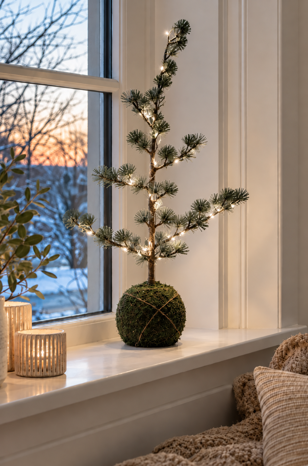 Cedertre med lyskjede 65cm