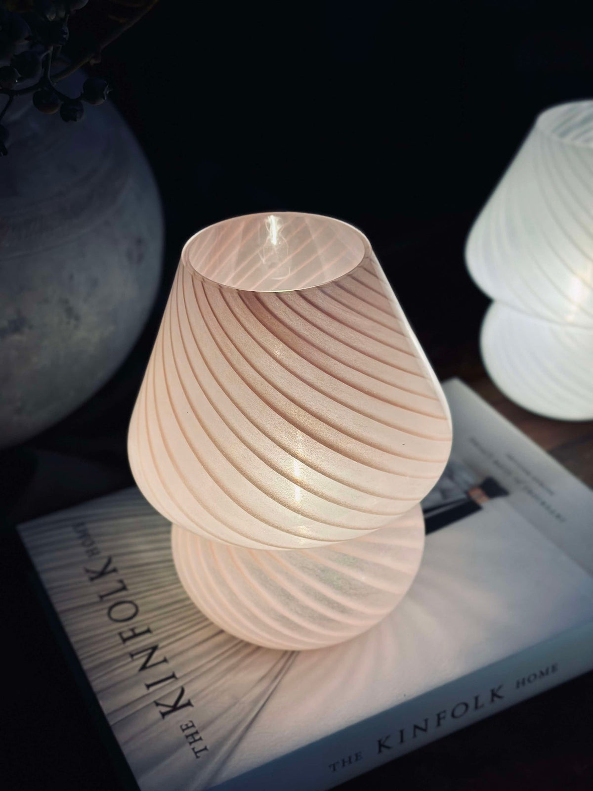 Mushroom Medium - Rosa munnblåst glass