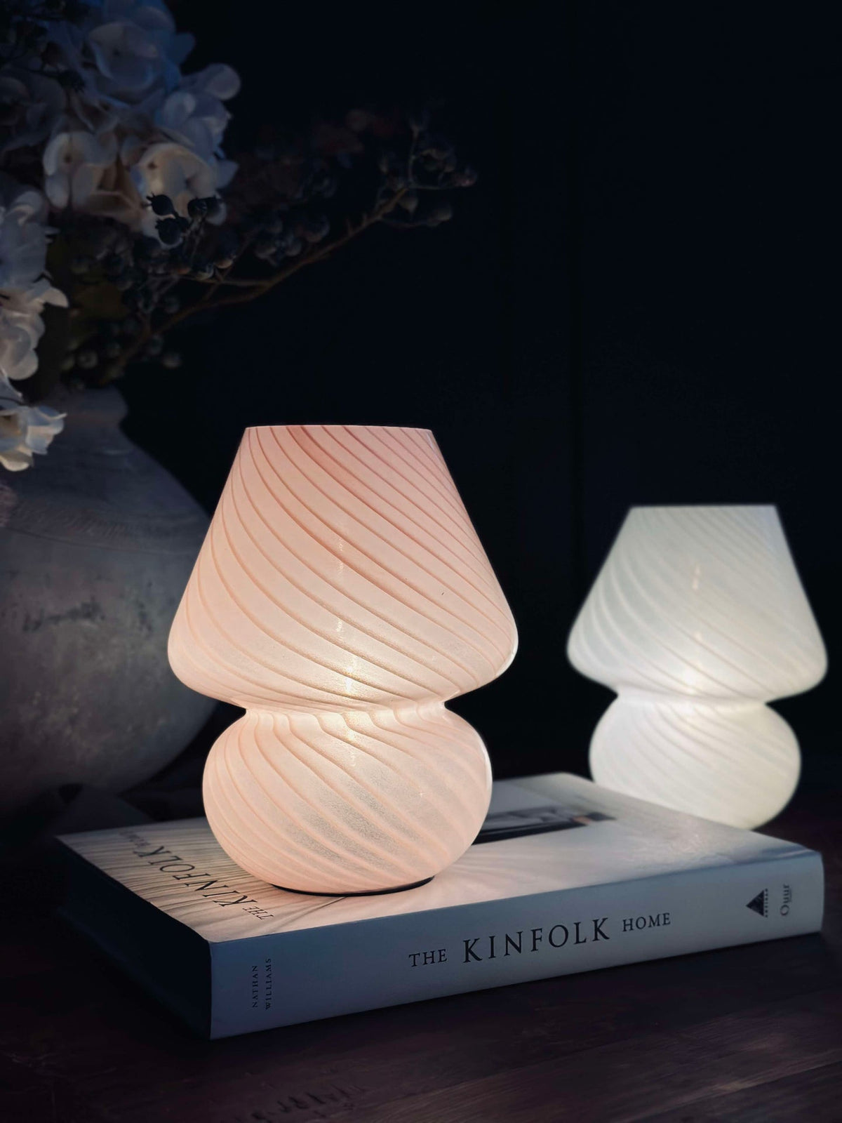 Mushroom Medium - Rosa munnblåst glass