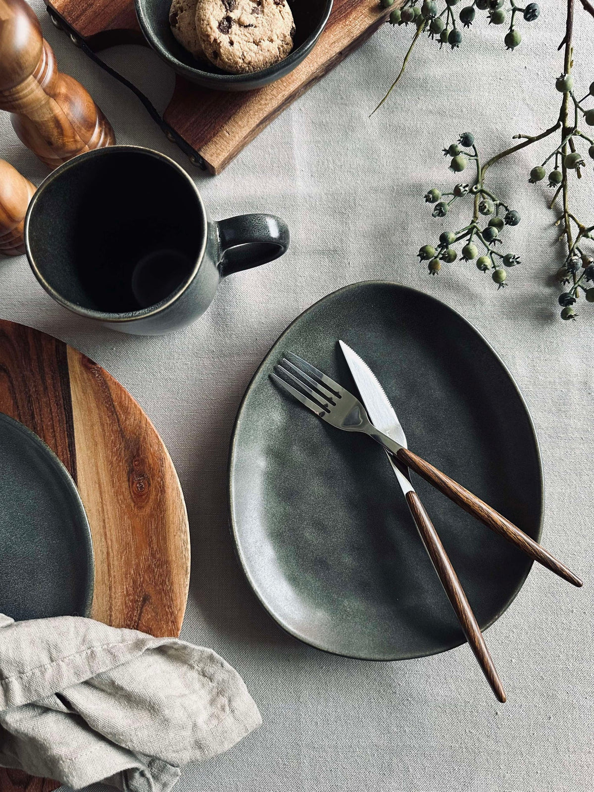 Tallerken dessert stentøy - Grå