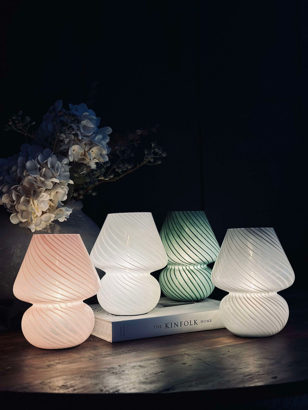 Mushroom Medium - Rosa munnblåst glass