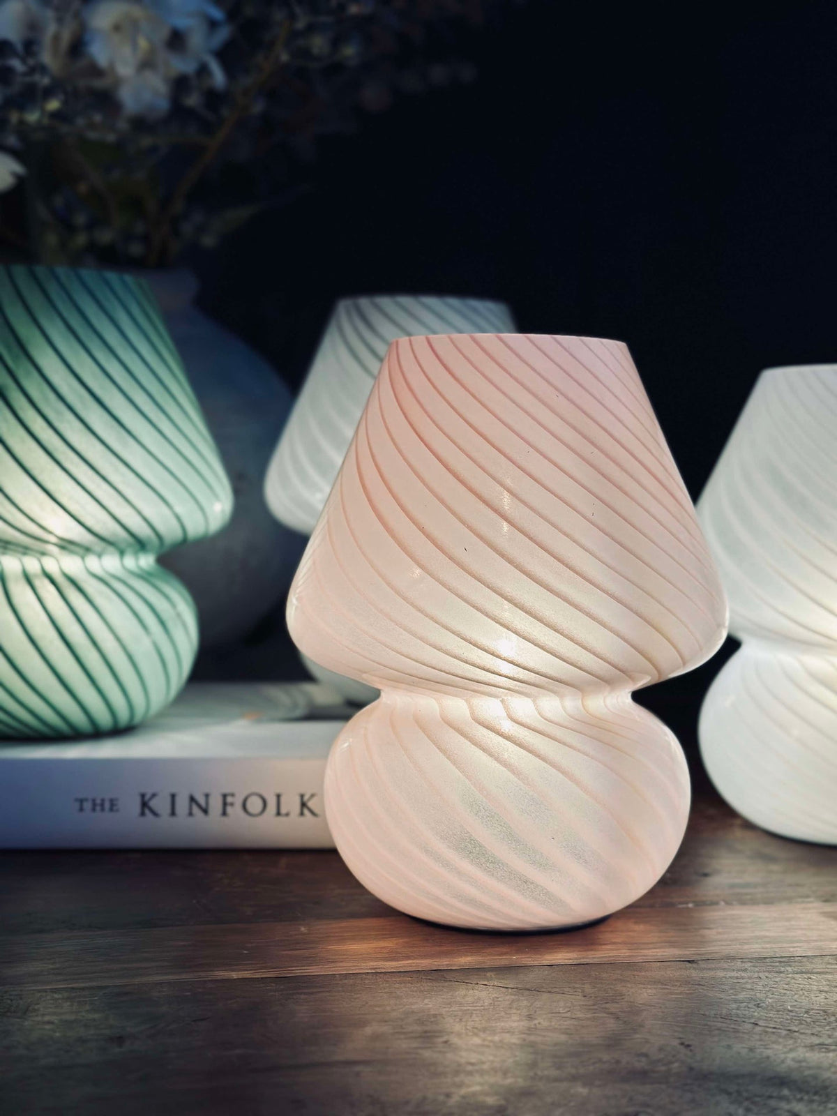 Mushroom Medium - Rosa munnblåst glass