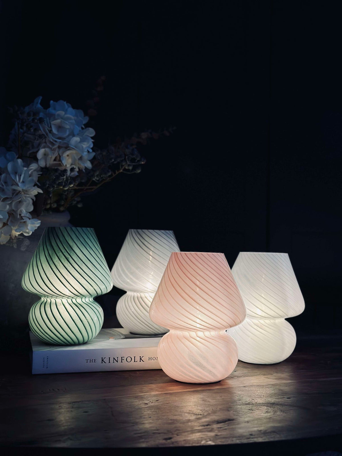 Mushroom Medium - Rosa munnblåst glass