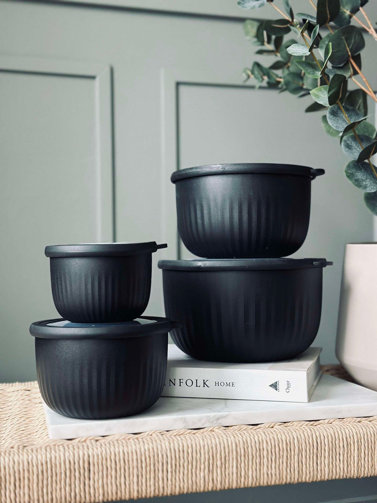 Oppbevaringsbokser Black – Sett med 4 stk.