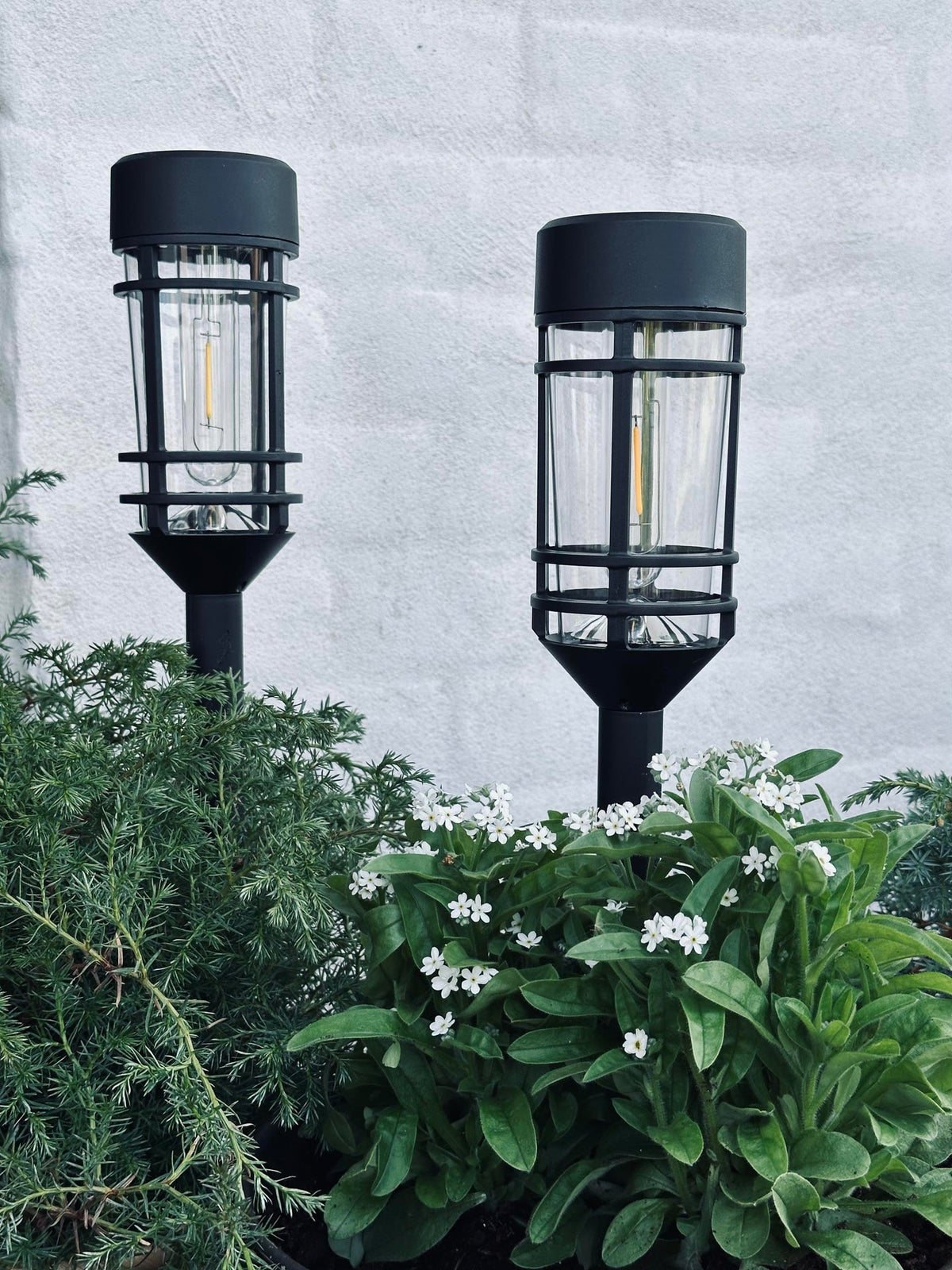 Havelampe NERO med solcelle – Sett med 2 stk.