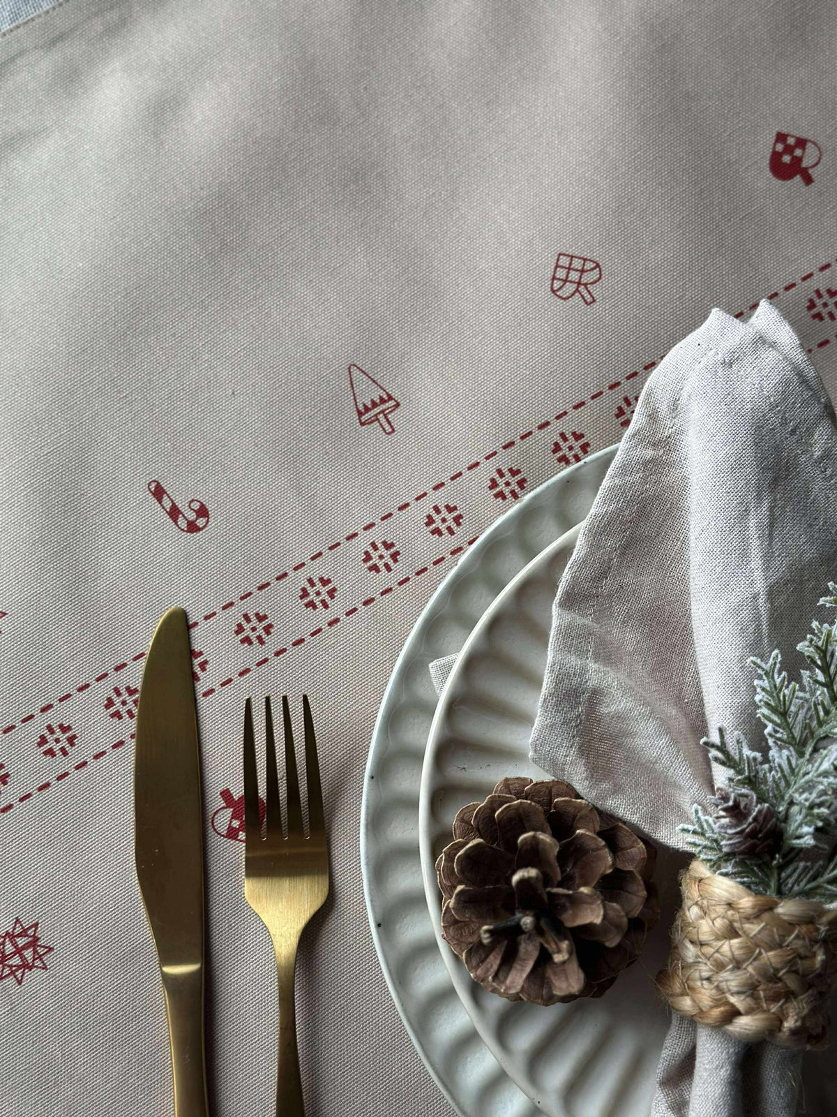 Bordløper Jul - 40x140 cm - Beige