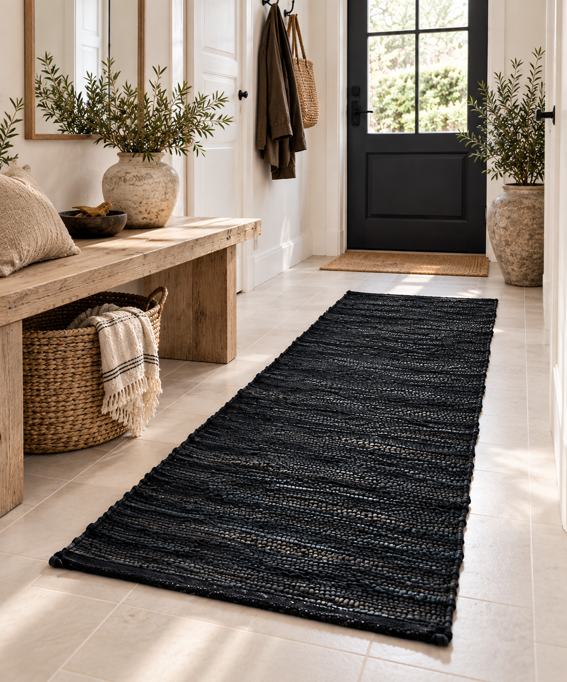 Gulvteppe i skinn – Sort 70X200 cm