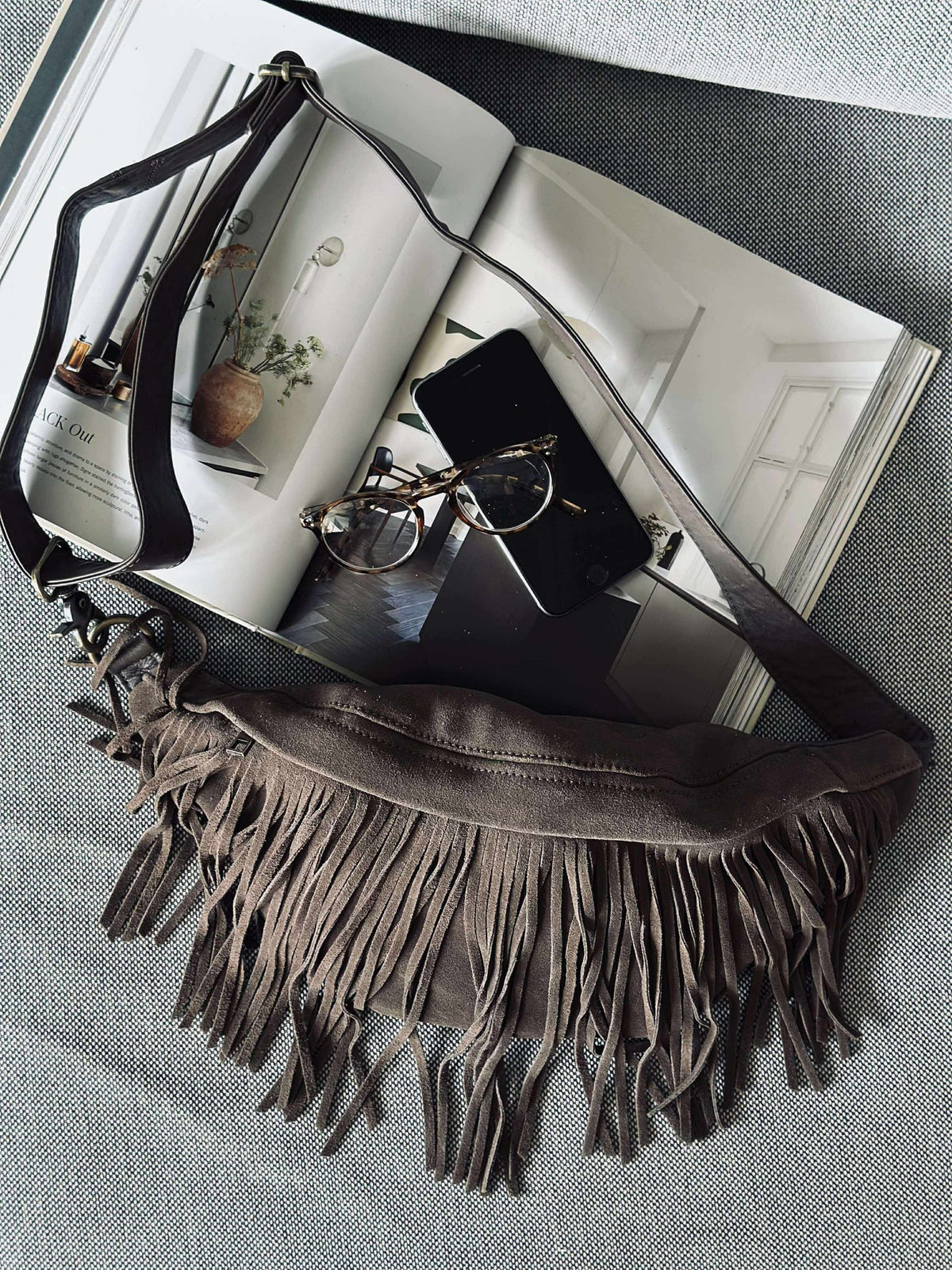 Bumbag med frynser - Deer brown