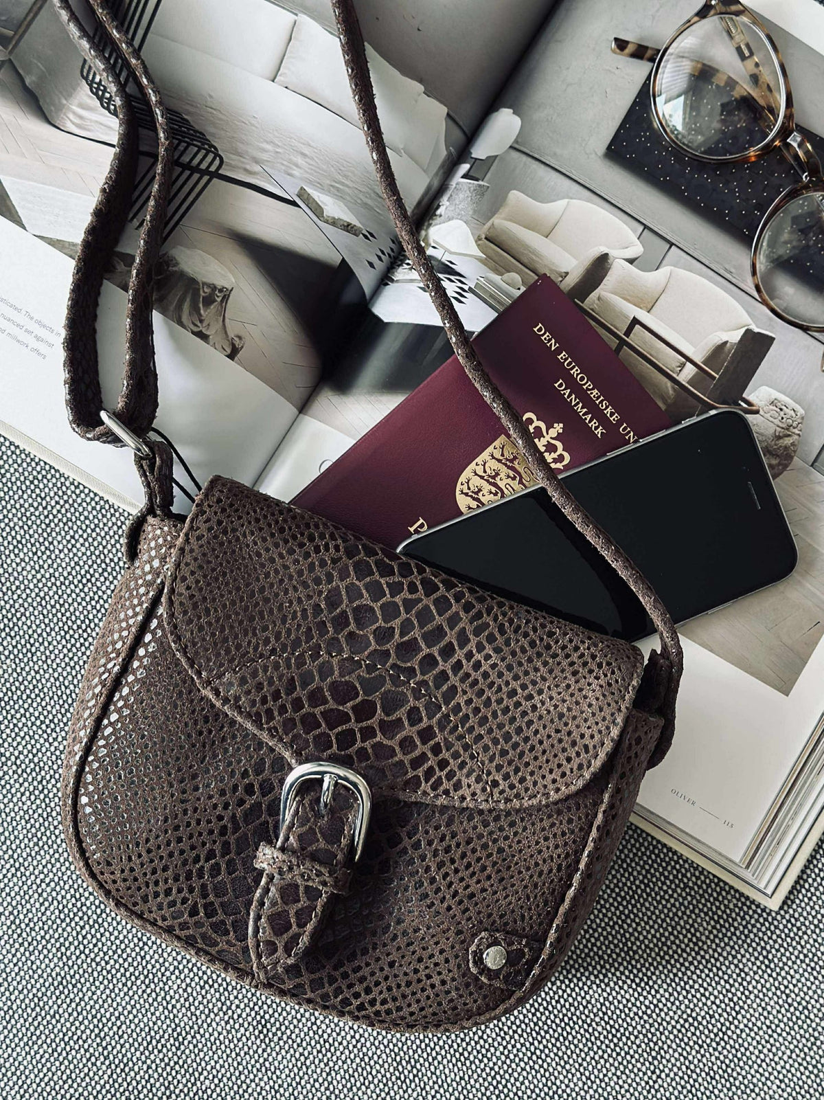 Crossbody Aura - Brun croco