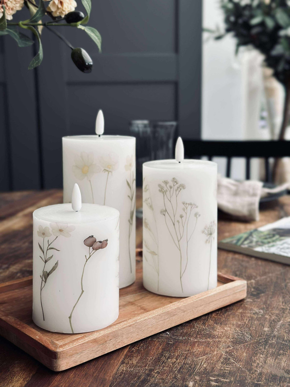 LED blokklys FLOWER – Sett m. 3 stk og fjernkontroll