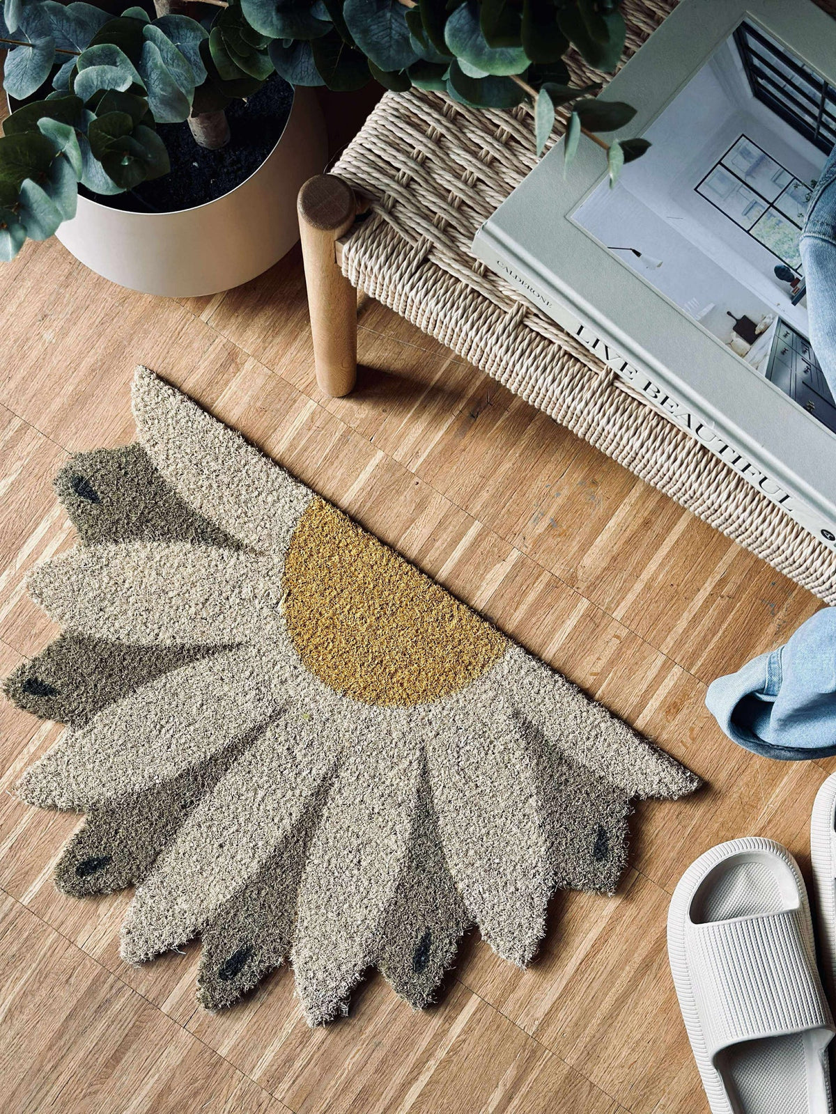 Dørmatte Blomst beige