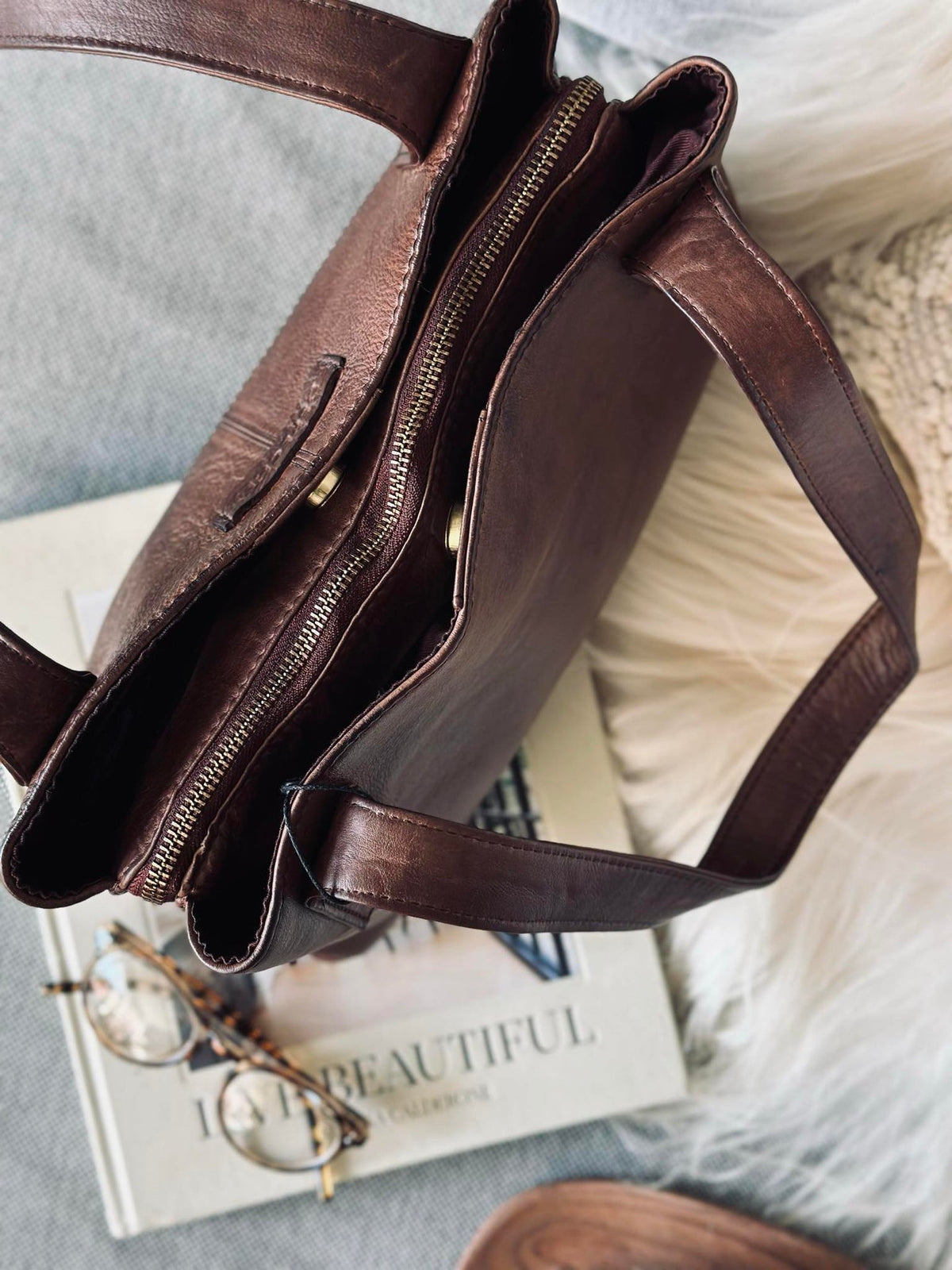Skulderveske - Brandy leather