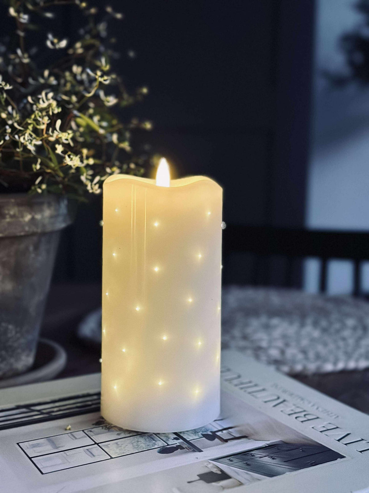 LED Bloklys White TWINKLE 15cm
