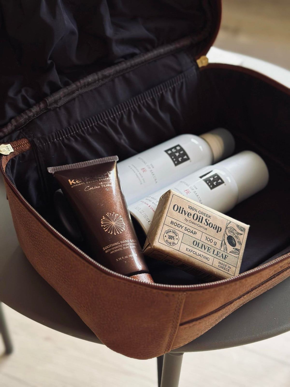 Toalettmappe Cognac square
