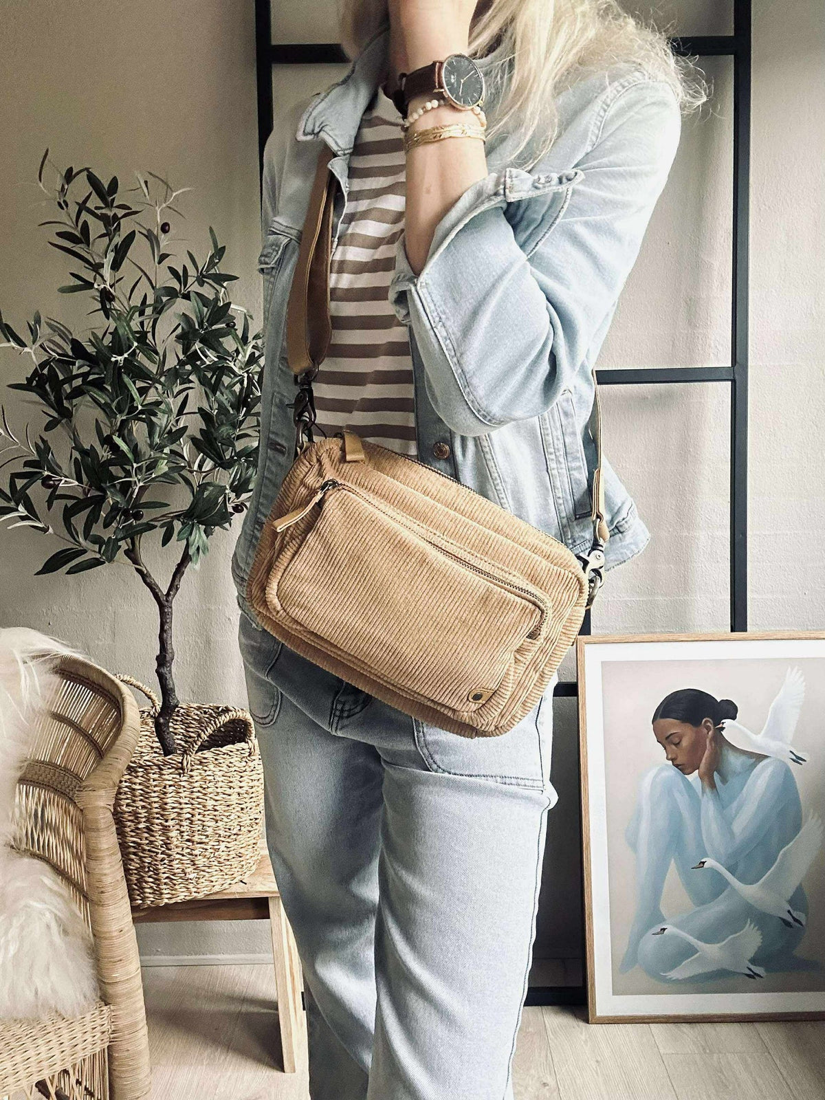 Crossbody Tan fløyel