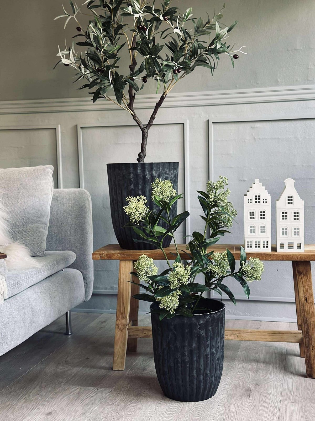 Urtepotter i betong-look - Sett med 2 stk
