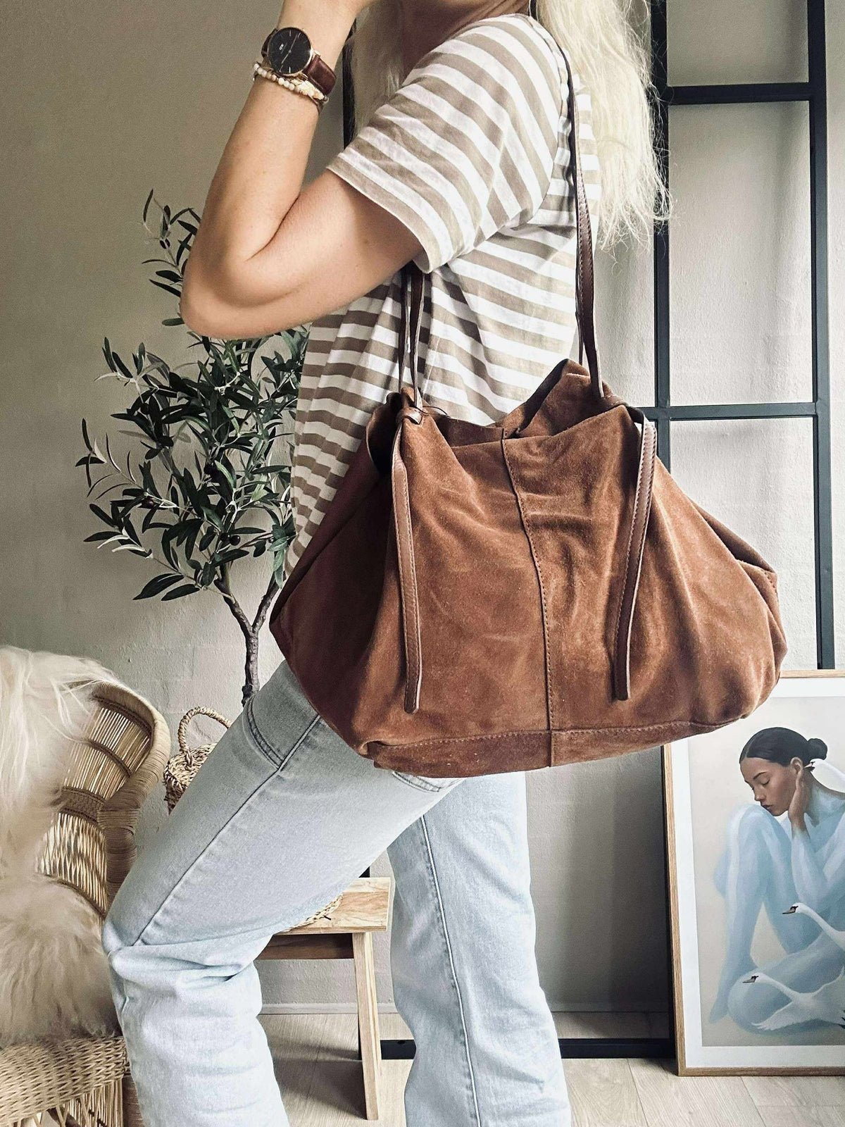 Vakker ruskinnshopper - Cognac
