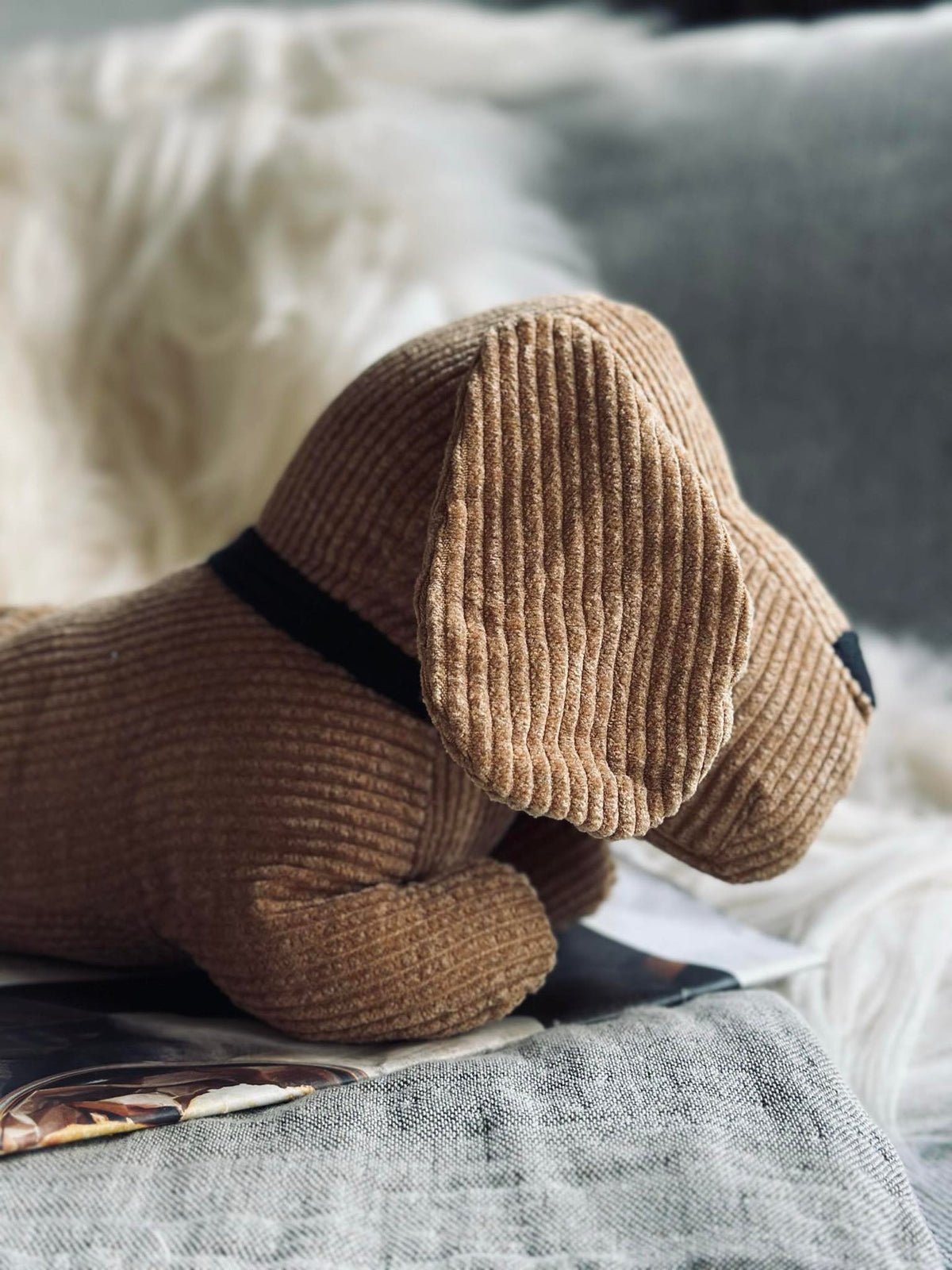 Dørstopper hund - Beige fløyel