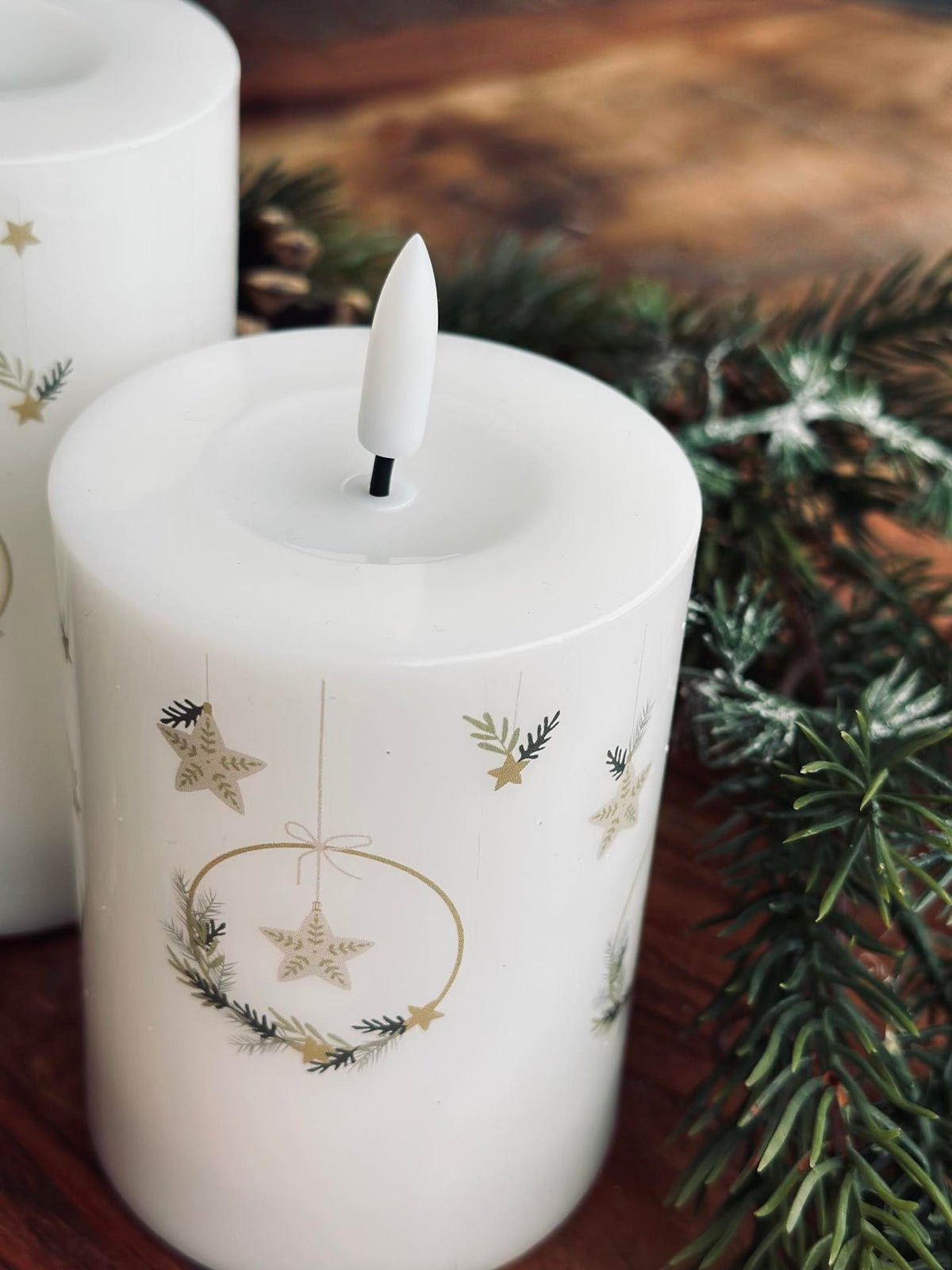 LED Bloklys TWINKLE CHRISTMAS - Sett med 2 stk.