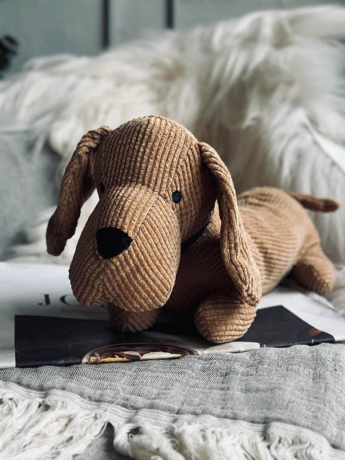 Dørstopper hund - Beige fløyel