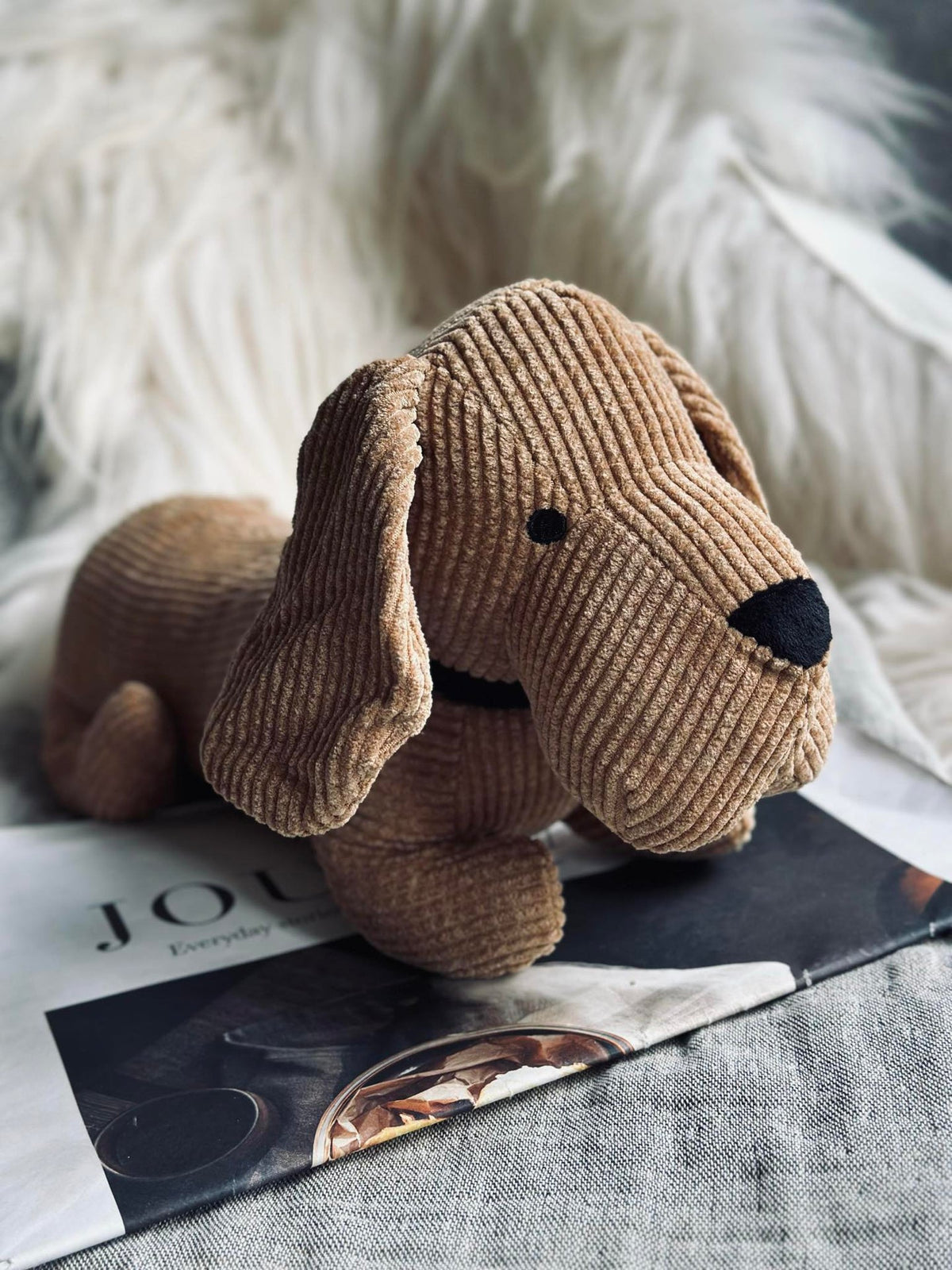 Dørstopper hund - Beige fløyel