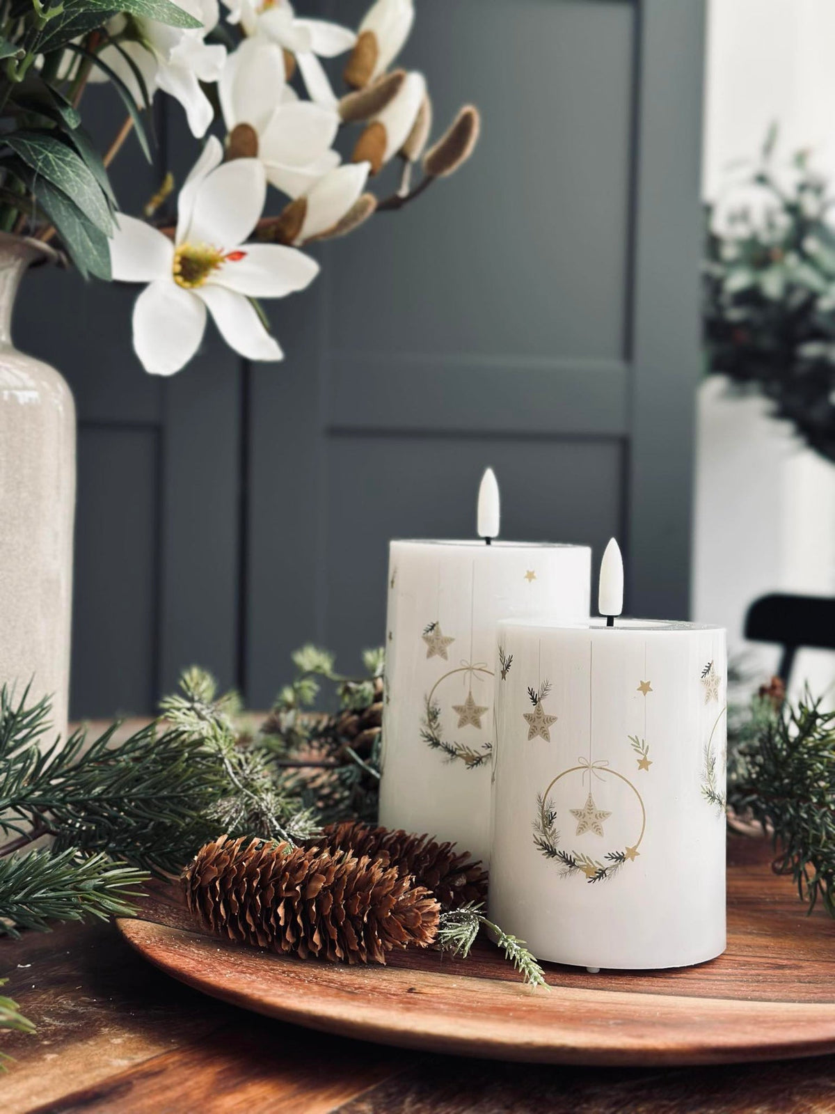 LED Bloklys TWINKLE CHRISTMAS - Sett med 2 stk.