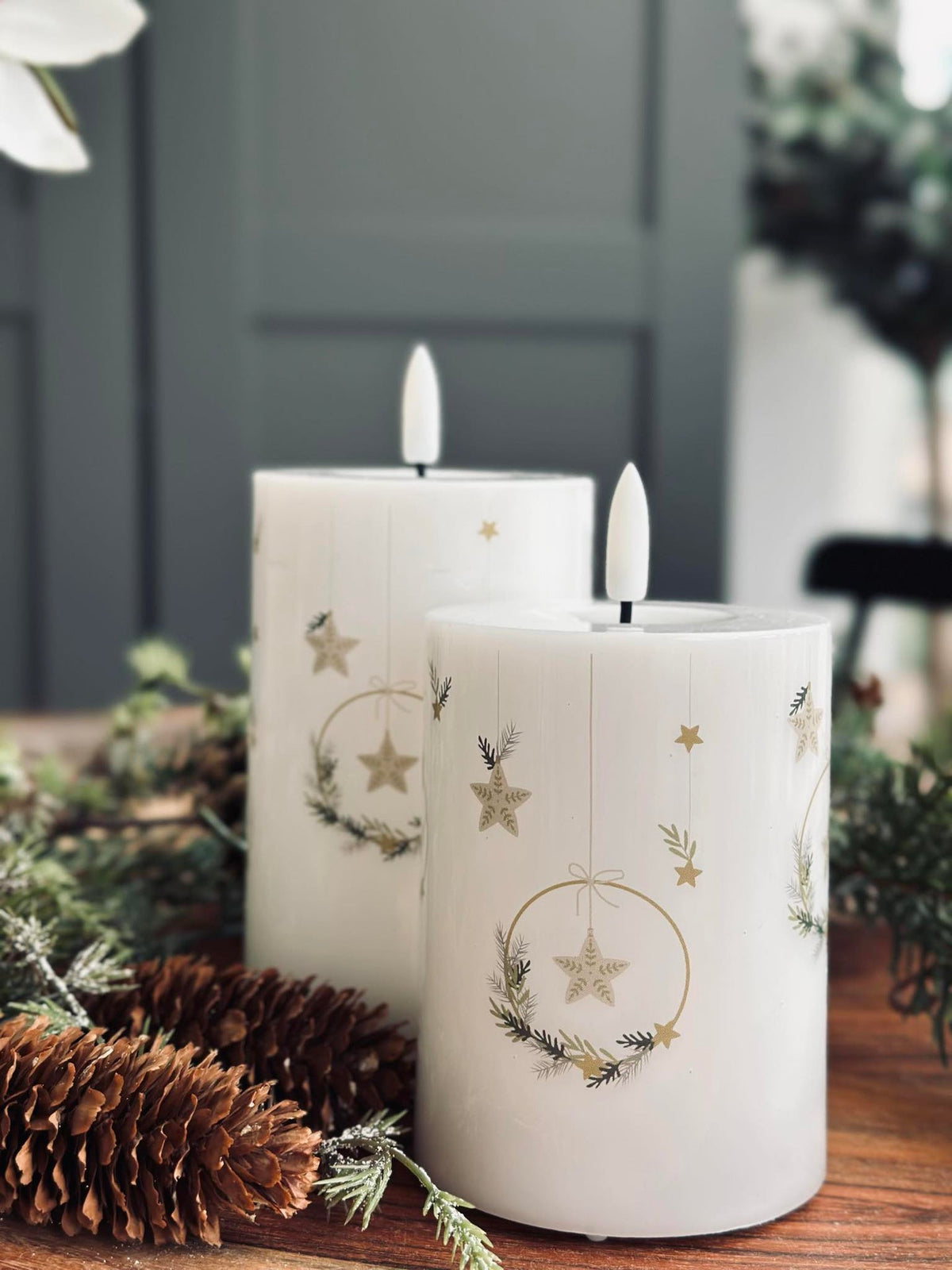 LED Bloklys TWINKLE CHRISTMAS - Sett med 2 stk.