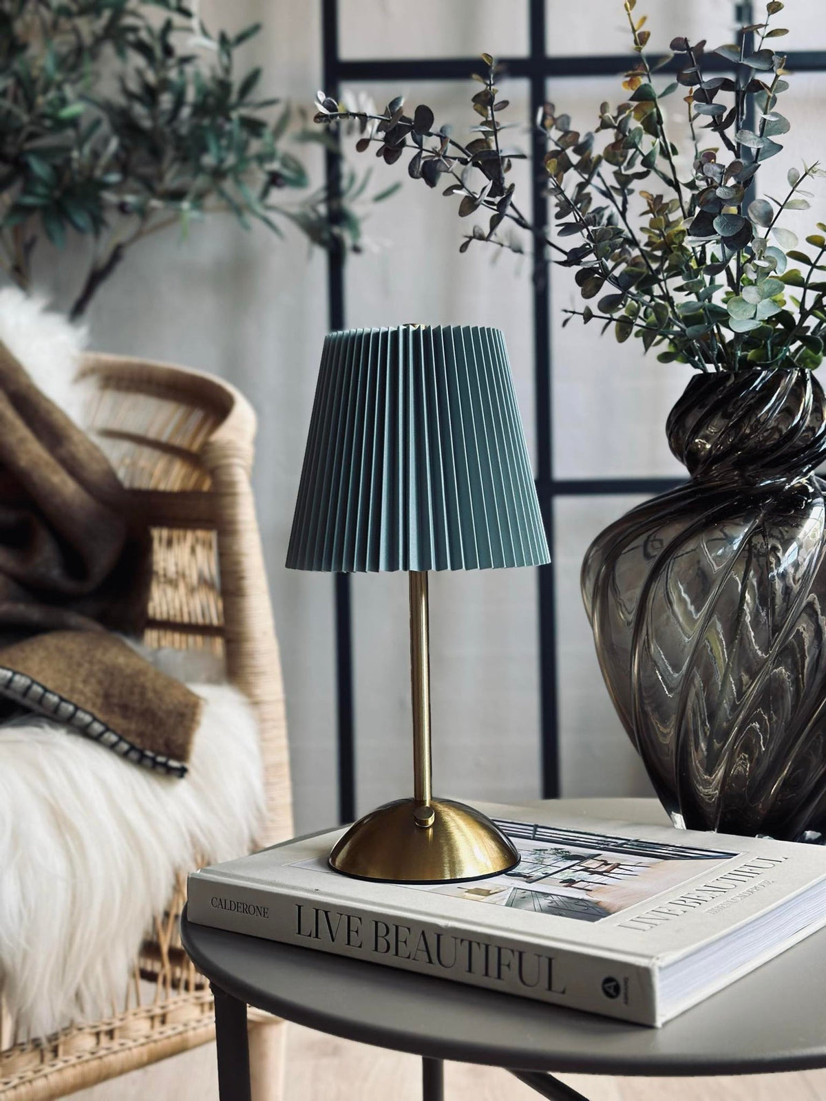 LED bordlampe Large Plissé - oppladbar