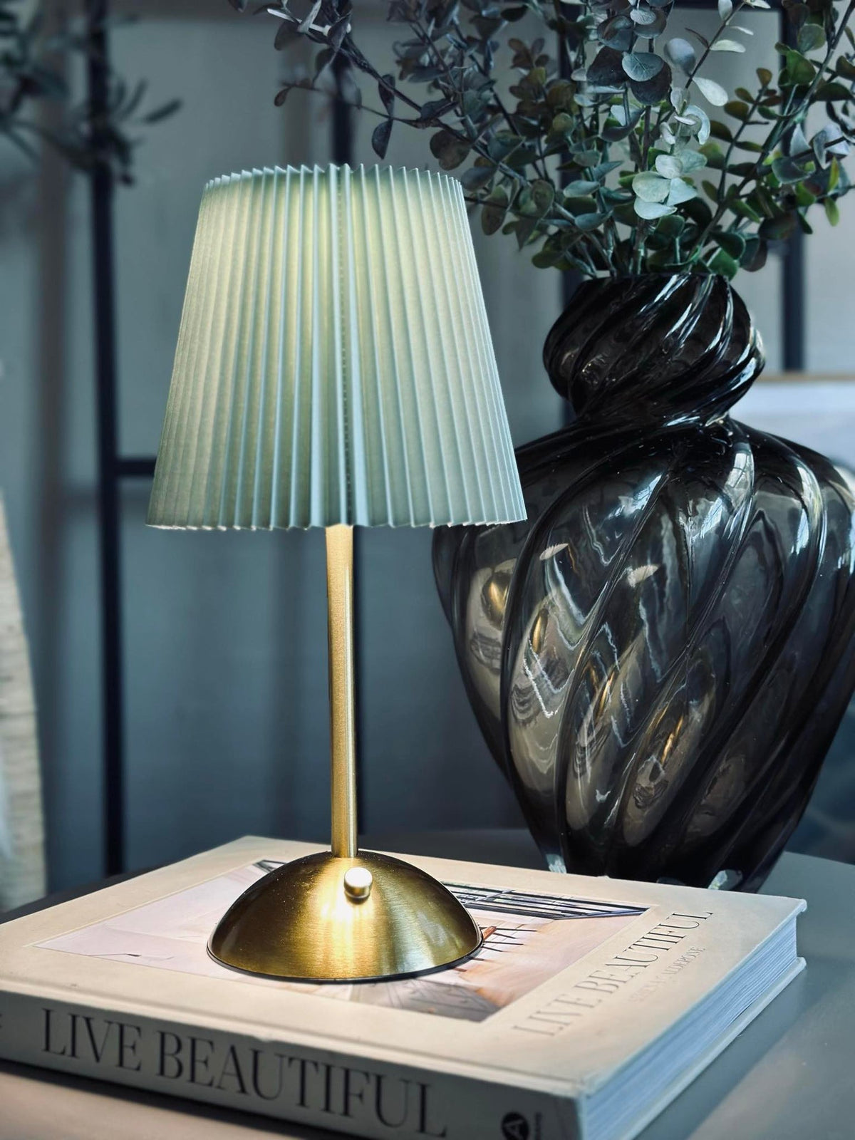 LED bordlampe Large Plissé - oppladbar