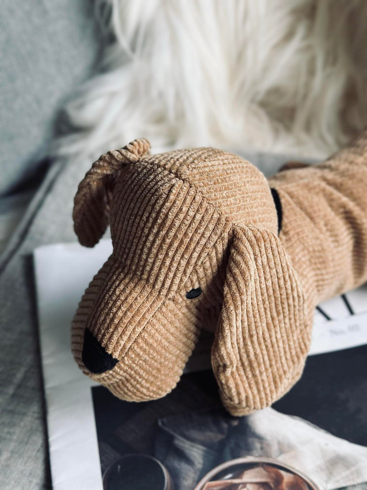 Dørstopper hund - Beige fløyel
