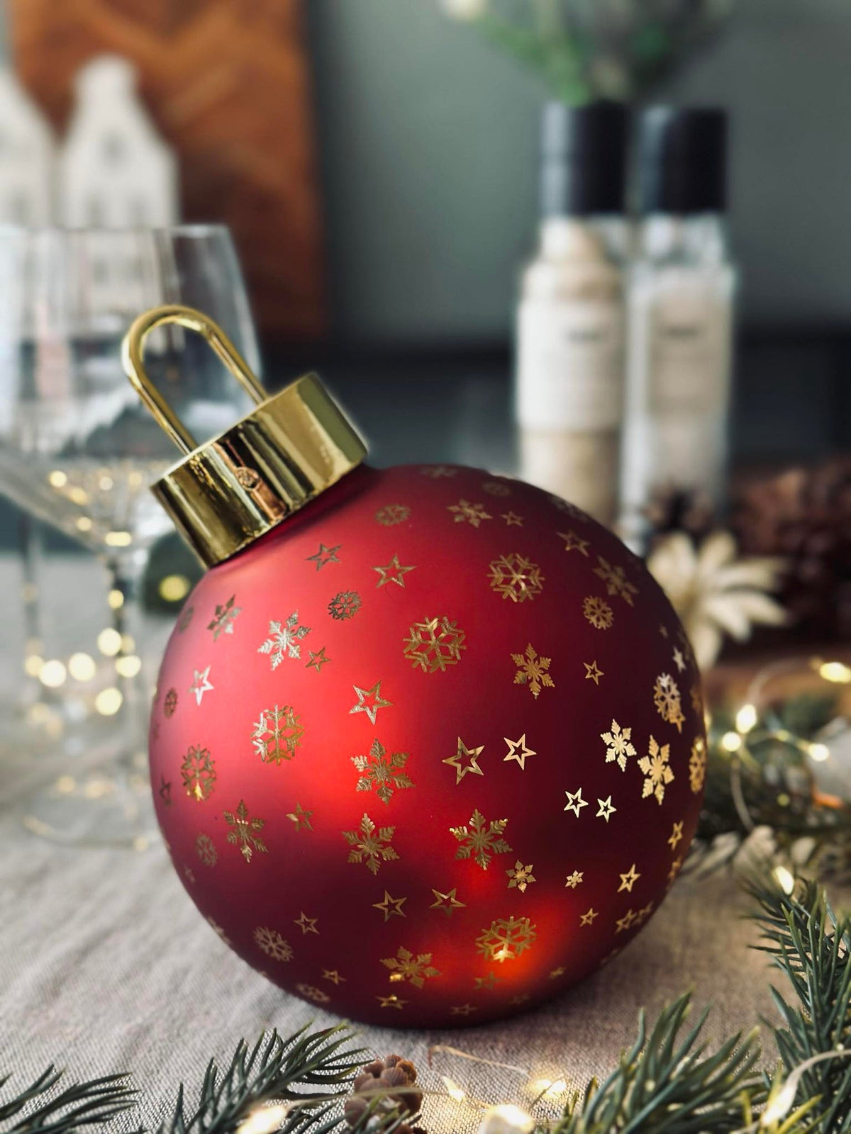 Julekule med LED-lys - Rød