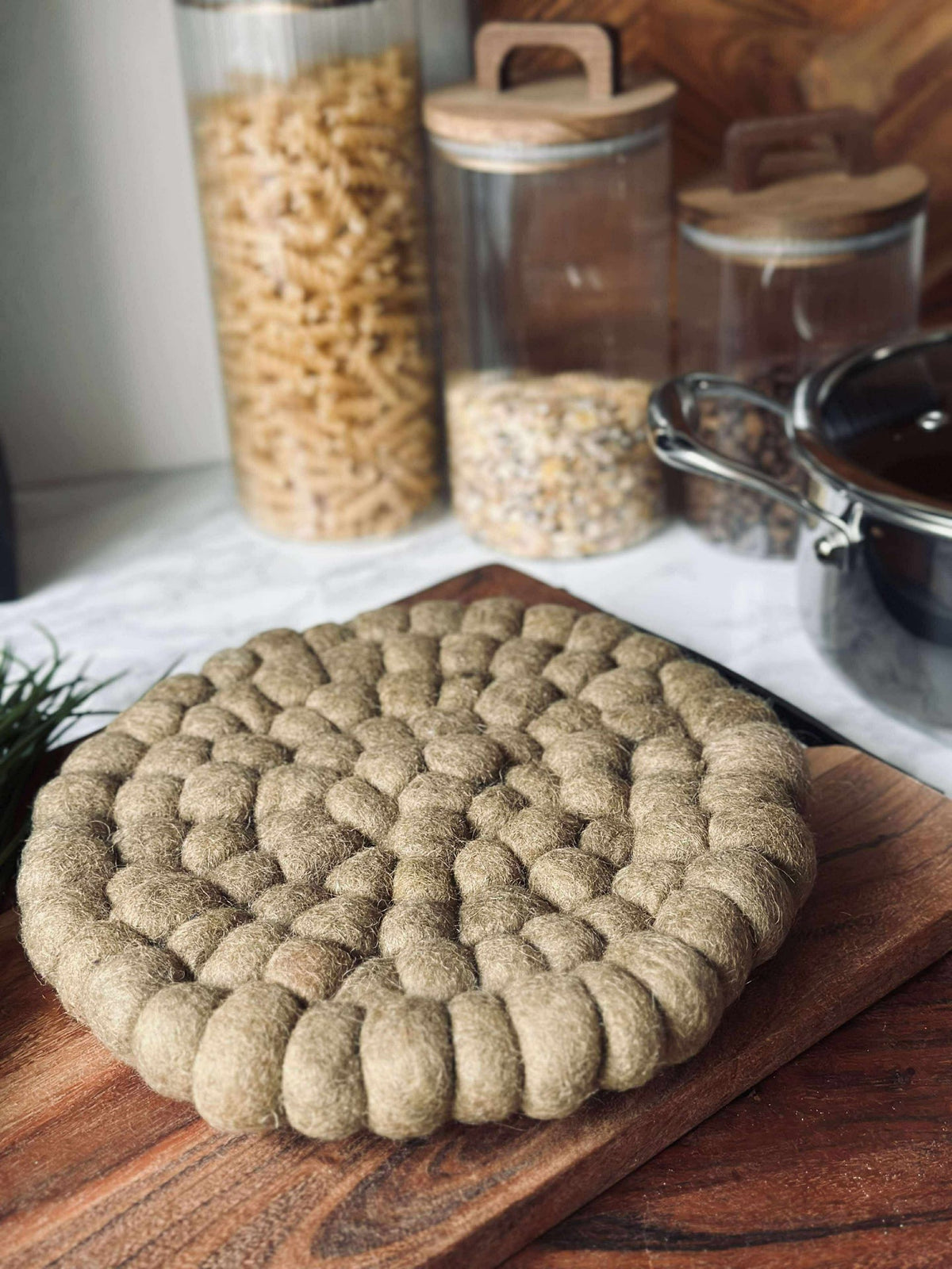 Bordskåner DOTS - Taupe ull