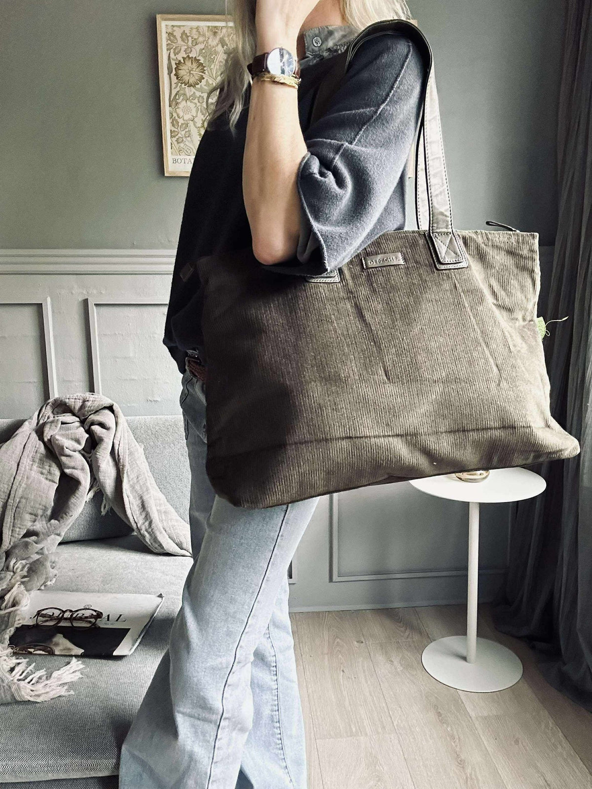 Shopper Fløyel - Army