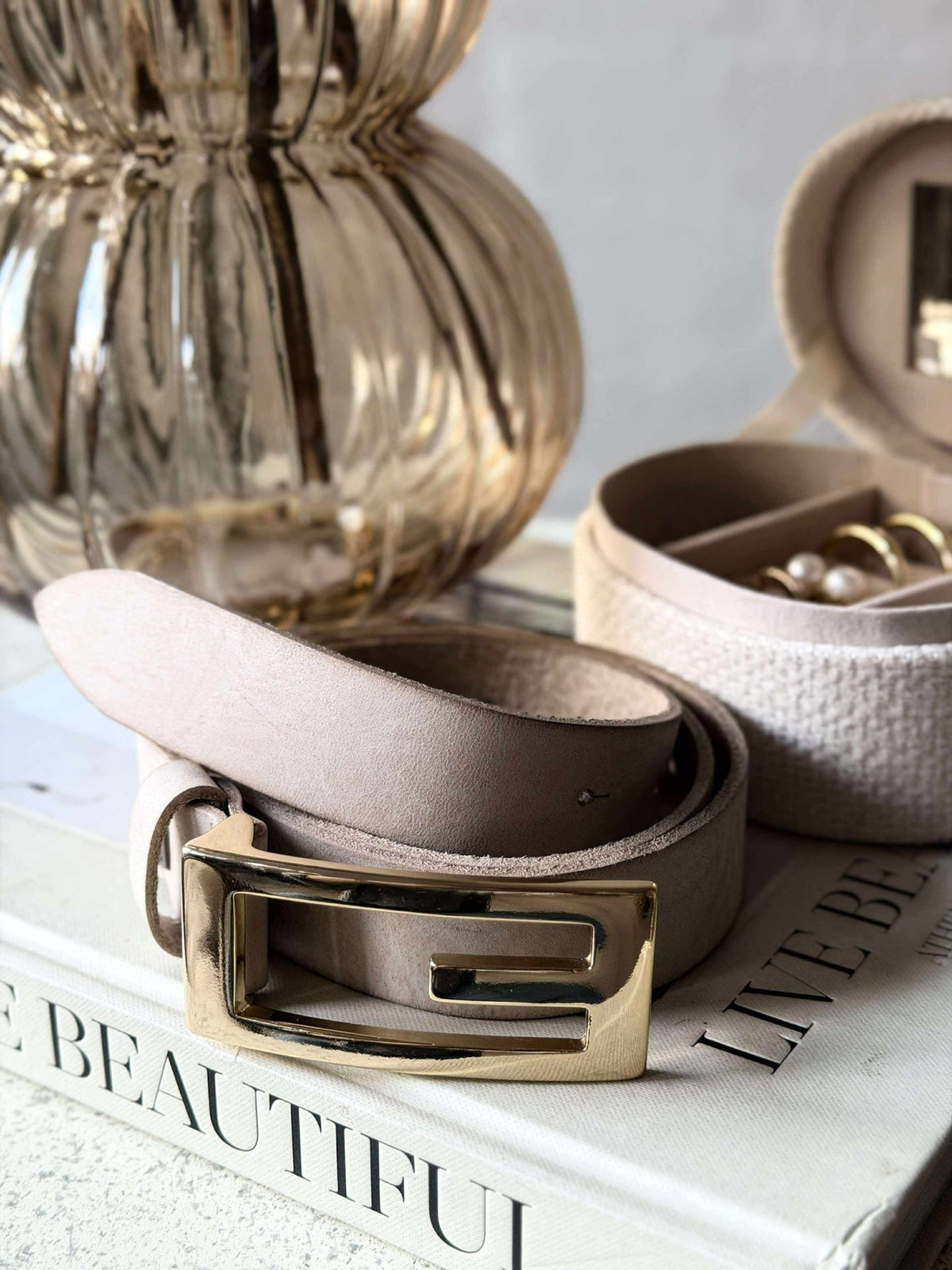 Jeans belte - Sand