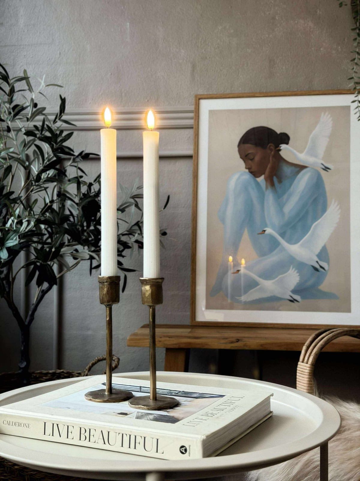 LED Kubelys med riller - 22 cm