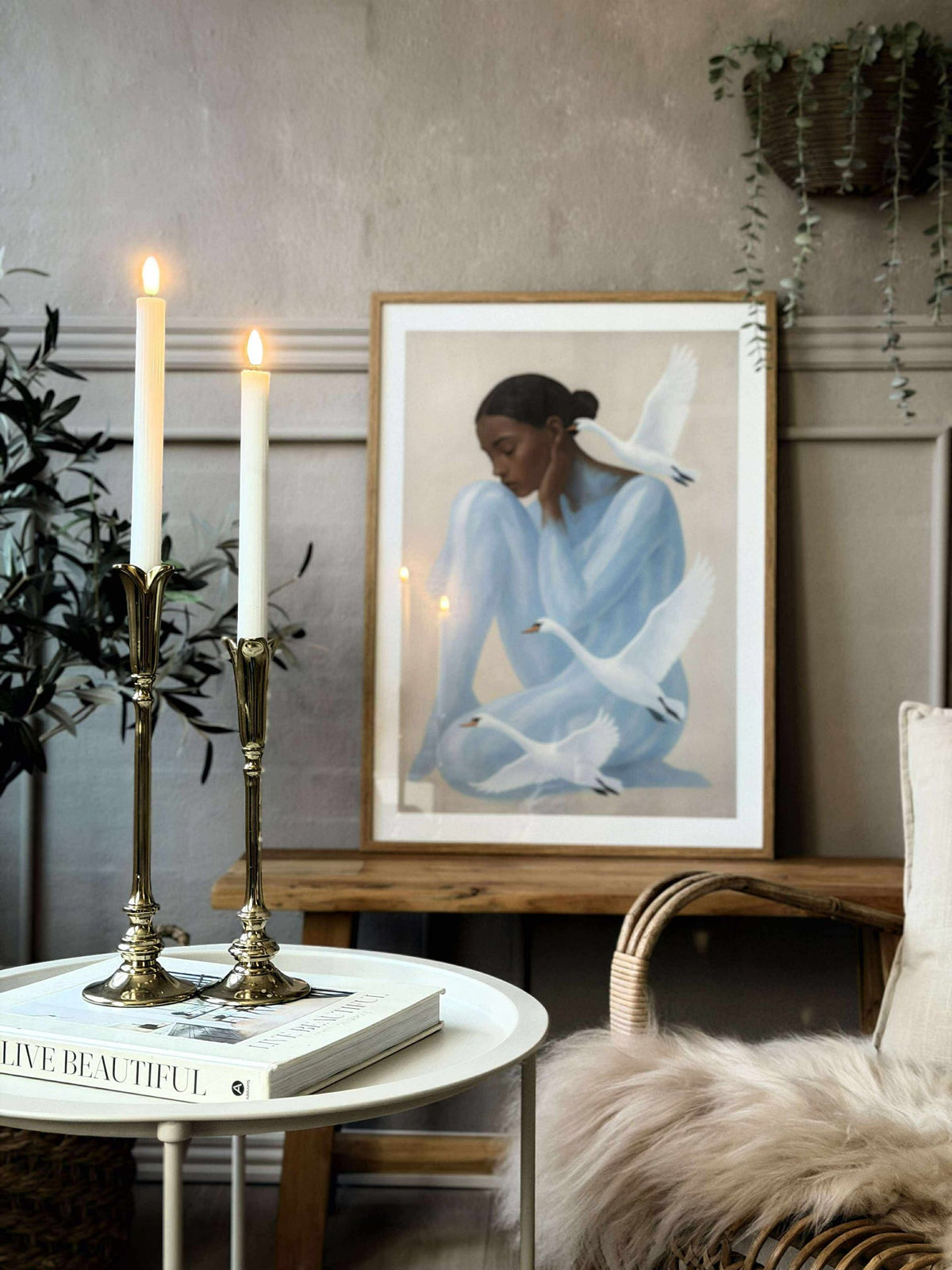 LED Kubelys med riller - 22 cm
