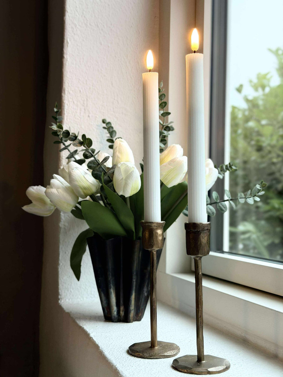 LED Kubelys med riller - 22 cm
