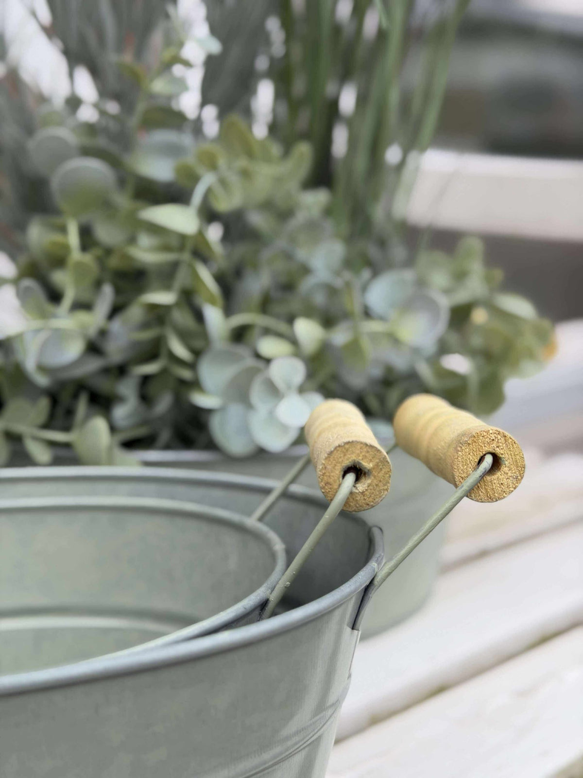 Sinkbaljer med trehåndtak - Sett med 3 stk.